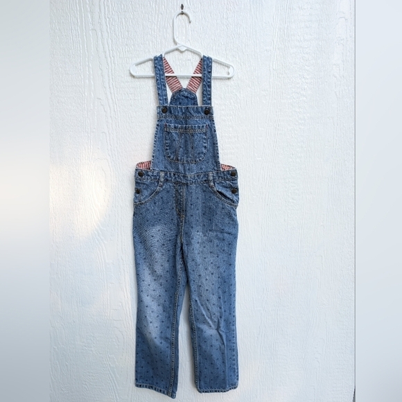 Hanna Andersson Other - Hanna Andersson Denim Polka Dot Cotton Bibs Overalls Youth Kids Size 8 130cm